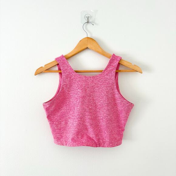 Outdoor Voices Venus Crew Neck Colorblock Crop Top Pink S - Picture 1 of 7